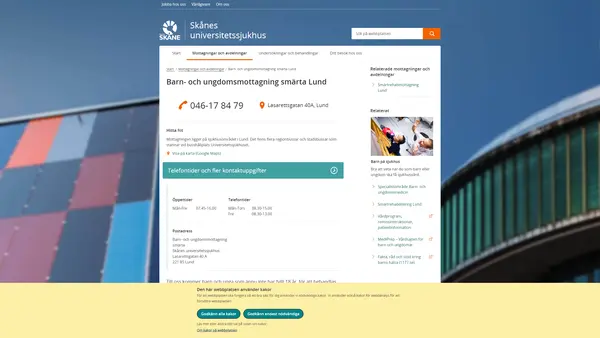 Smärtrehabiliteringsmottagning barn och ungdom Lund