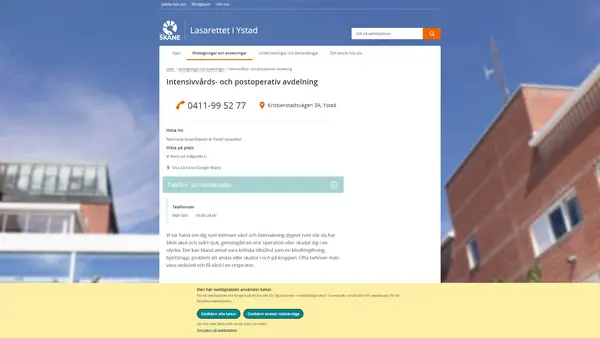 Intensivvårds- och postoperativ avdelning Ystad
