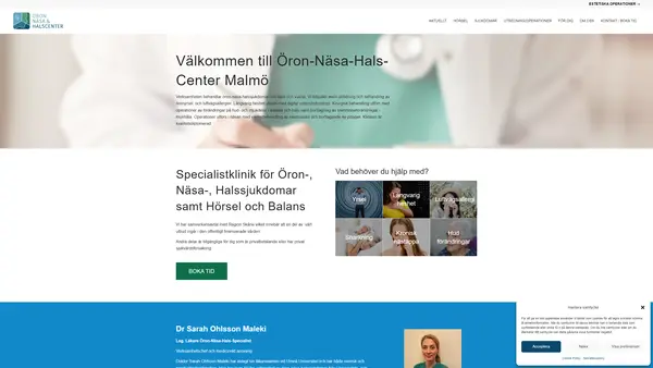 Öron-näsa-halsmottagning Sarah Ohlsson Maleki, Malmö