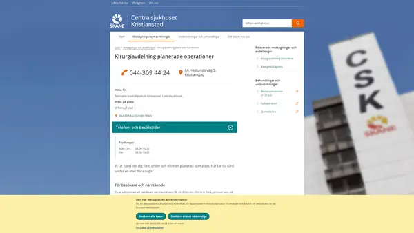 Pre- och postoperativ avd planerade operationer Kristianstad