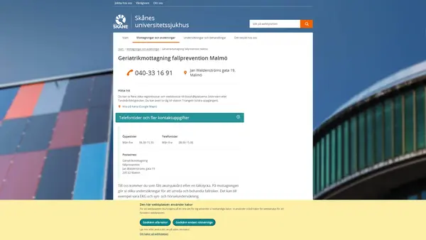 Geriatrikmottagning fallprevention Malmö