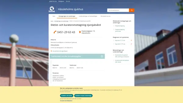 Dietist- och kuratorsmottagning njursjukvård Hässleholm