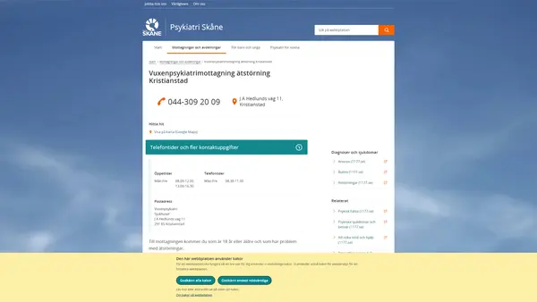 Vuxenpsykiatrimottagning ätstörning Kristianstad