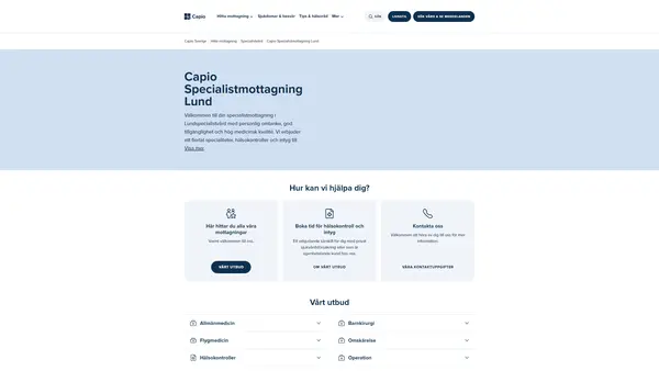 Barn- och ungdomskirurgisk vård Capio Specialistmottagning Lund