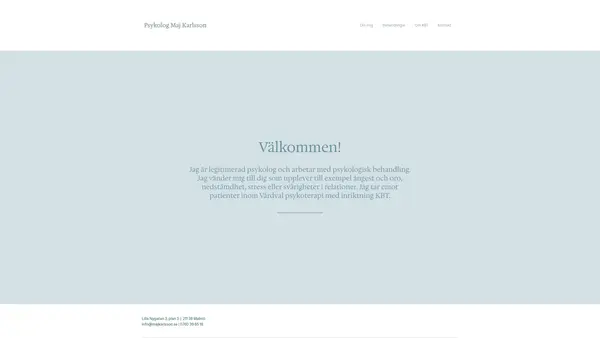 Psykologmottagning Maj Karlsson Malmö