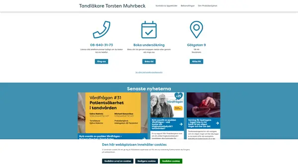 Tandläkare Torsten Muhrbeck, Stockholm