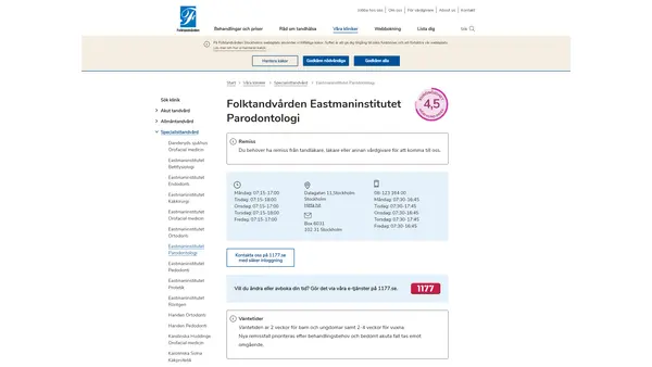 Folktandvården Eastmaninstitutet Parodontologi