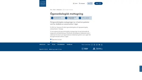 Ögononkologiska mottagningen, S:t Eriks Ögonsjukhus