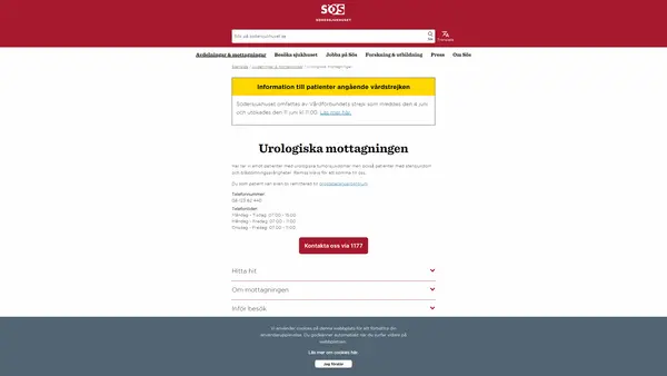 Urologiska mottagningen, Södersjukhuset