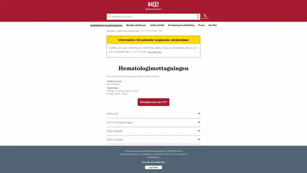 Hematologimottagningen, Södersjukhuset