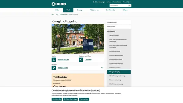Kirurgi- och urologimottagning, Norrtälje sjukhus Tiohundra