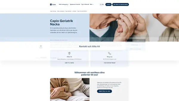 Kognitiv mottagning Capio geriatrik Nacka, Capio Geriatrik Nacka AB