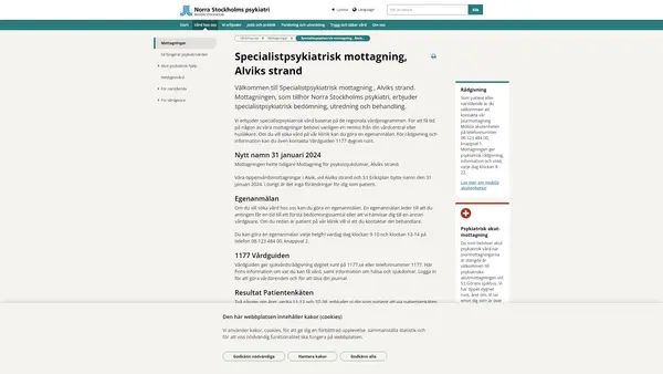 Specialistpsykiatrisk mottagning Alviks Strand, Alviks strand