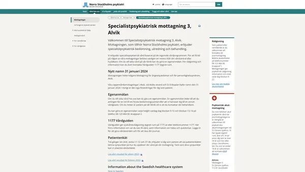 Specialistpsykiatrisk mottagning 3 Alvik