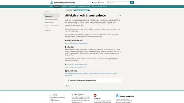 Affektiva- och ångestenheten, Psykiatricentrum Södertälje