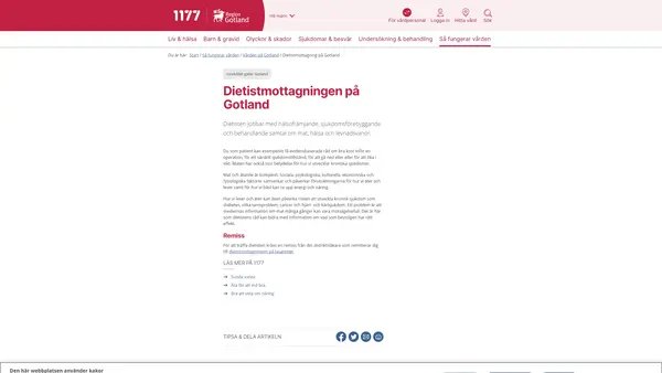 Dietistmottagningen, Visby lasarett