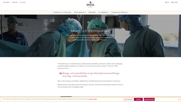 Operation, Ersta sjukhus