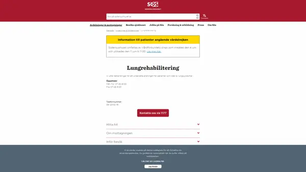Lungrehabilitering, Södersjukhuset