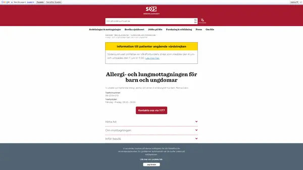 Allergi- och lungmottagningen, Sachsska barn- och ungdomssjukhuset