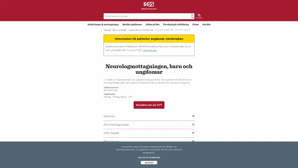 Neurologmottagningen, Sachsska barn- och ungdomssjukhuset
