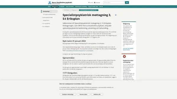 Specialistpsykiatrisk mottagning 3 St Eriksplan