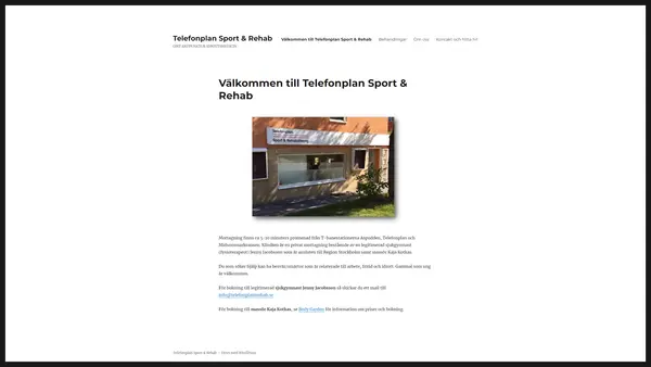 Telefonplan Sport och Rehabilitering Jenny Jakobsson, Hägersten/Liljeholmen