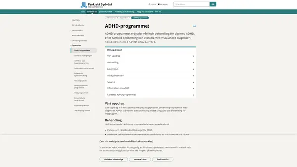 ADHD-programmet, Psykiatri Sydväst