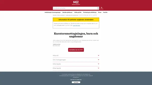 Kuratorsmottagningen, Sachsska barn- och ungdomssjukhuset