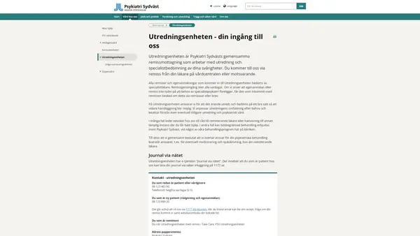 Utredningsenheten, Psykiatri Sydväst