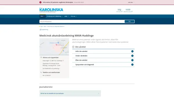 Medicinsk akutvårdavdelning MAVA Huddinge, Karolinska Universitetssjukhuset
