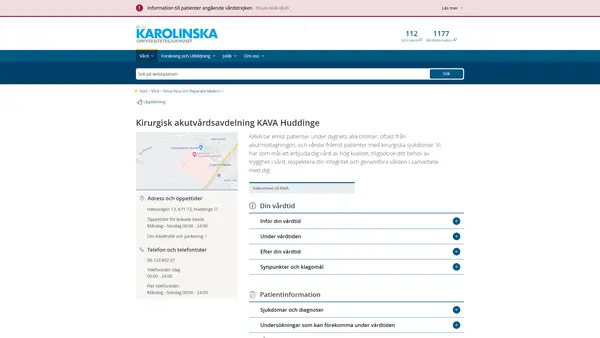Kirurgisk akutvårdavdelning KAVA Huddinge, Karolinska Universitetssjukhuset