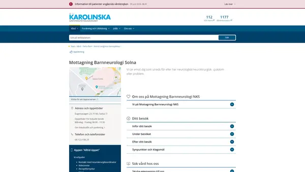 Mottagning Barnneurologi Solna, Karolinska Universitetssjukhuset