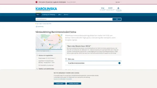 Vårdavdelning Barnintensivvård Solna, Karolinska Universitetssjukhuset