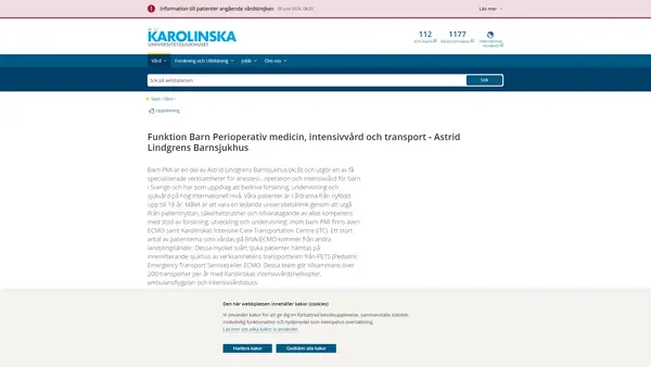 Vårdavdelning Barn Postoperation U Solna, Karolinska Universitetssjukhuset