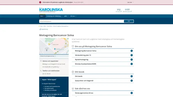Mottagning Barncancer Solna, Karolinska Universitetssjukhuset