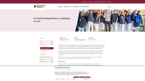 Geriatrik Kungsholmen B3, Slutenvård, Stiftelsen Stockholms Sjukhem