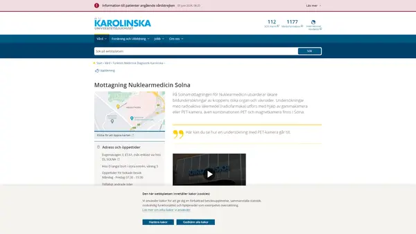 Mottagning Nuklearmedicin Solna, Karolinska Universitetssjukhuset