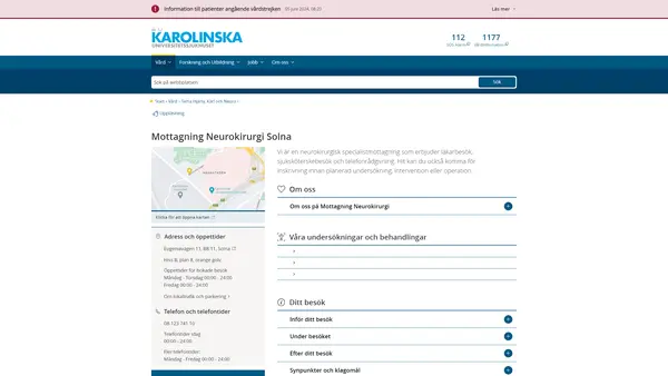 Mottagning Neurokirurgi Solna, Karolinska Universitetssjukhuset