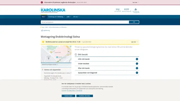 Mottagning Endokrinologi Solna, Karolinska Universitetssjukhuset logo