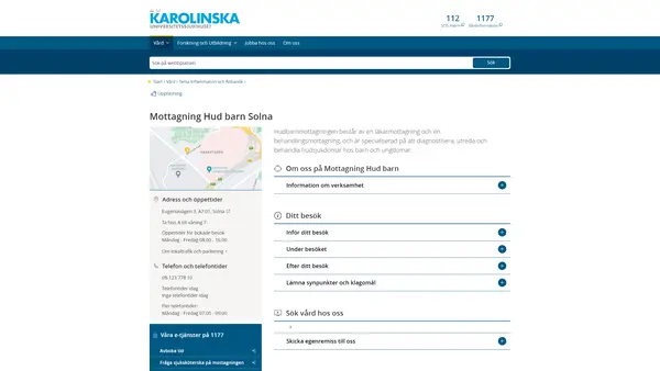 Mottagning Hud barn Solna, Karolinska Universitetssjukhuset