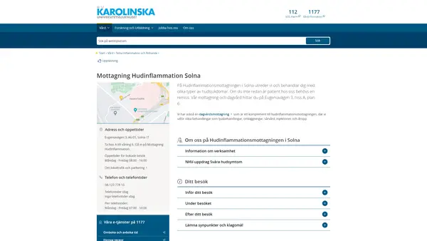 Mottagning Hudinflammation Solna, Karolinska Universitetssjukhuset