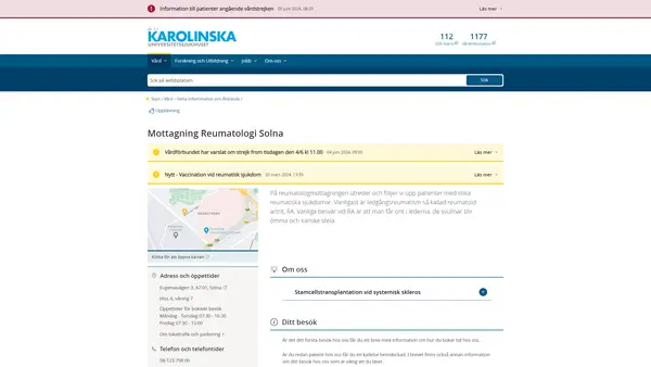 Mottagning Reumatologi Solna, Karolinska Universitetssjukhuset logo