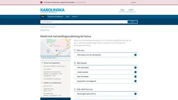 Medicinsk behandlingsavdelning G4 Solna, Karolinska Universitetssjukhuset
