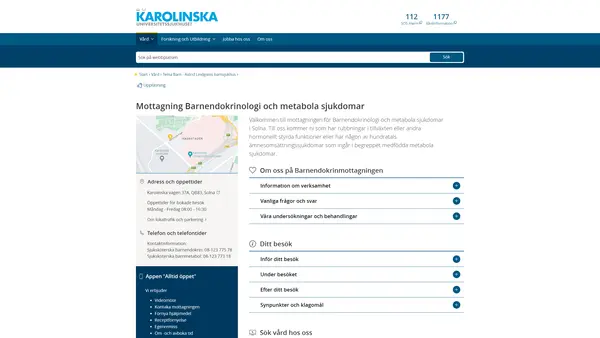 Mottagning Barn endokrinologi Solna, Karolinska Universitetssjukhuset