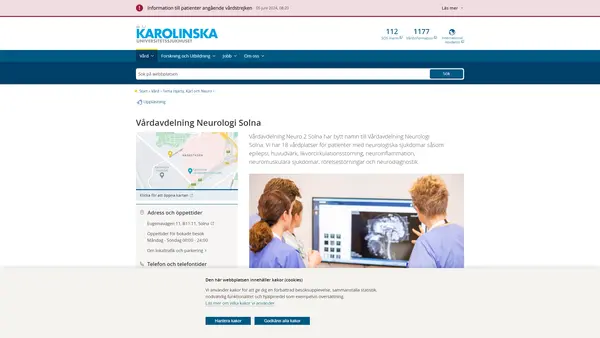 Vårdavdelning Neurologi Solna, Karolinska Universitetssjukhuset