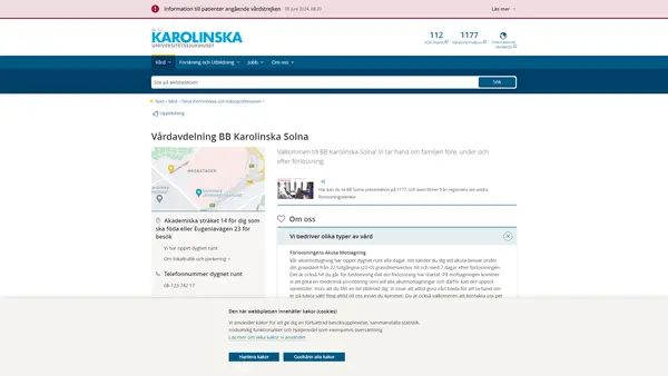 Vårdavdelning BB Karolinska Solna, Karolinska Universitetssjukhuset