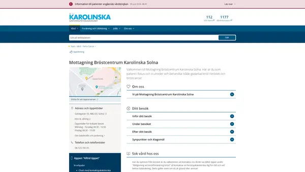 Mottagning Bröstcentrum Solna, Karolinska Universitetssjukhuset