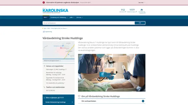 Vårdavdelning Stroke Huddinge, Karolinska Universitetssjukhuset