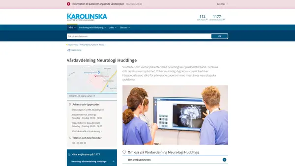 Vårdavdelning Neurologi Huddinge, Karolinska Universitetssjukhuset