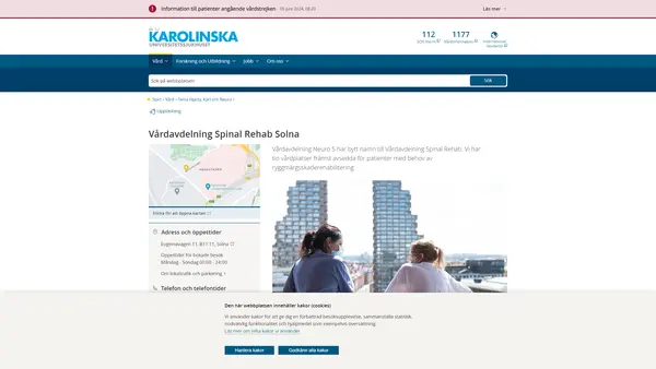 Vårdavdelning Spinal Rehab Solna, Karolinska Universitetssjukhuset